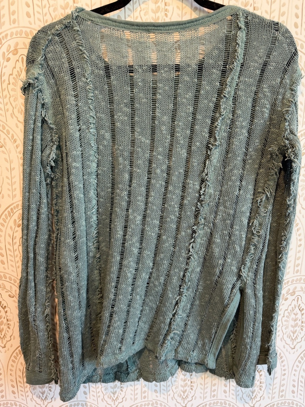 We the Free Cotton Blend Green Knit Long Sleeve Top - Small - Picture 4 of 8
